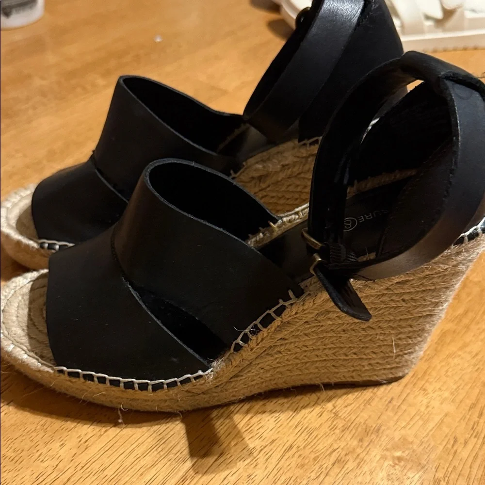 Treasure & Bond Black Leather Espadrilles